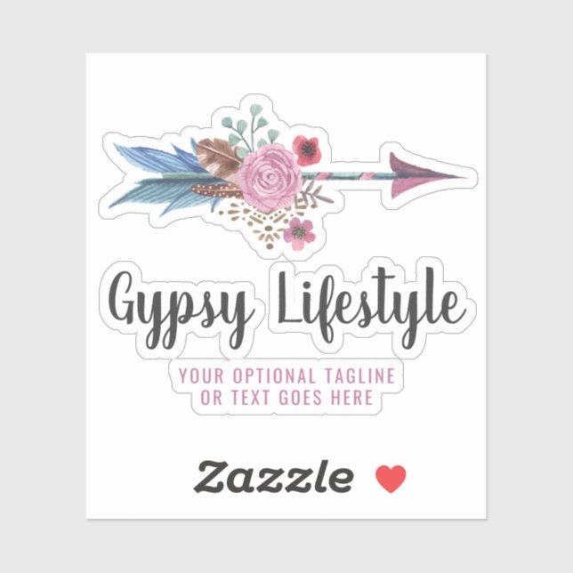 Boho Rustic Feather Arrow Bohemisches Logo Aufkleber (Blatt)