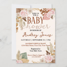 Boho Rustic Floral Baby Dusche Einladung