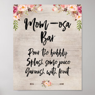 Boho Rustic Floral Baby Dusche Mama-osa Zeichen Poster