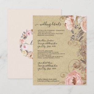 Boho Rustic Floral Blush Rose Gold Hochzeiten Deta Einladung