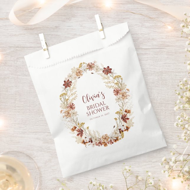 Boho Rustic Floral Burgundy Brautparty Custom Geschenktütchen (Ausgeschnitten)