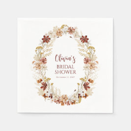 Boho Rustic Floral Burgundy Brautparty Custom Serviette