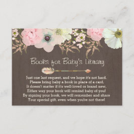 Boho Rustic Floral Feather Baby's Library Beilage Begleitkarte