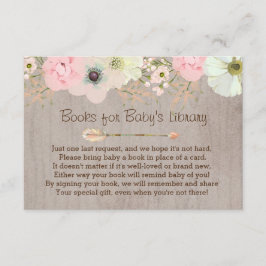 Boho Rustic Floral Feather Baby's Library Beilage Begleitkarte