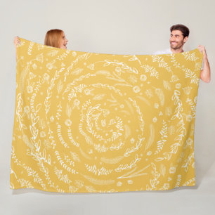 Boho Rustic Floral Garland Folk Art Pattern Fleece