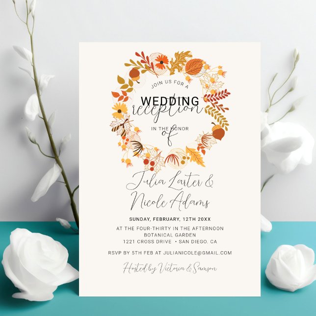Boho Rustic Floral Herbst Fall Hochzeit Empfang Einladung (Von Creator hochgeladen)
