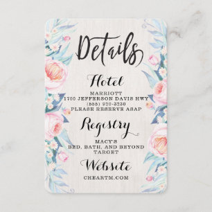 Boho Rustic Floral Information Card Begleitkarte