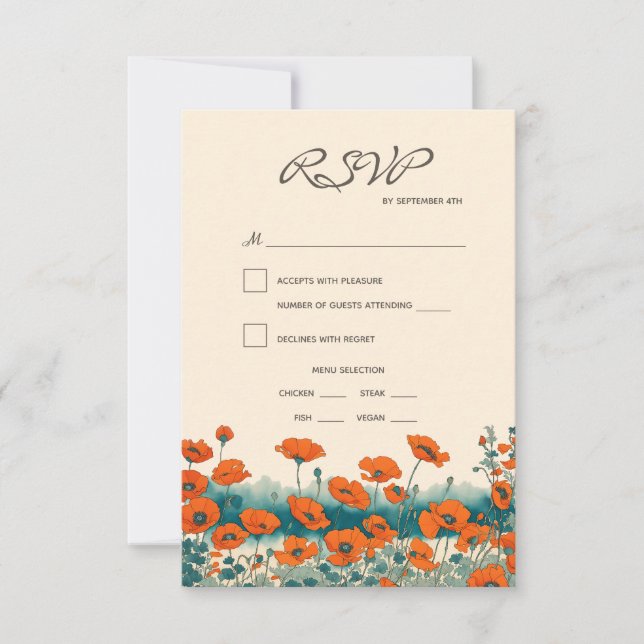 Boho Rustic Floral Meal Choice Hochzeit RSVP Karte (Vorderseite)