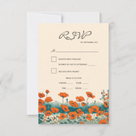 Boho Rustic Floral Meal Choice Hochzeit RSVP Karte