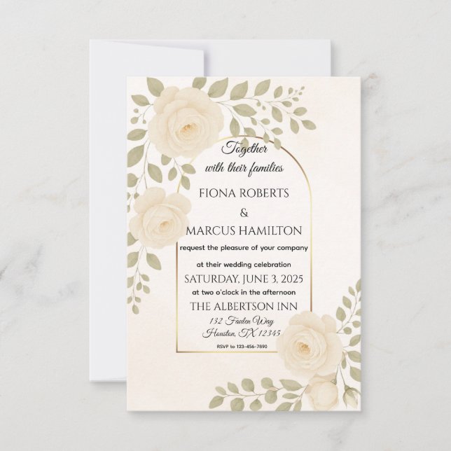 Boho Rustic Floral & Minimalistisch Elegante Hochz RSVP Karte (Vorderseite)