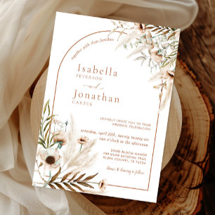 Boho Rustic Floral Pampas Grass Arch Wedding Einladung