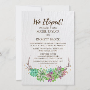 Boho Rustic Floral Sukkulent Elopement Empfang Einladung