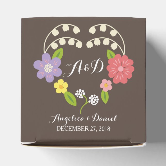 Boho Rustic Floral Wreath Wedding Geschenkschachtel (Oben)