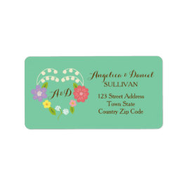 Boho Rustic Floral Wreath Wedding (Mint) Adressaufkleber