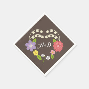Boho Rustic Floral Wreath Wedding Serviette