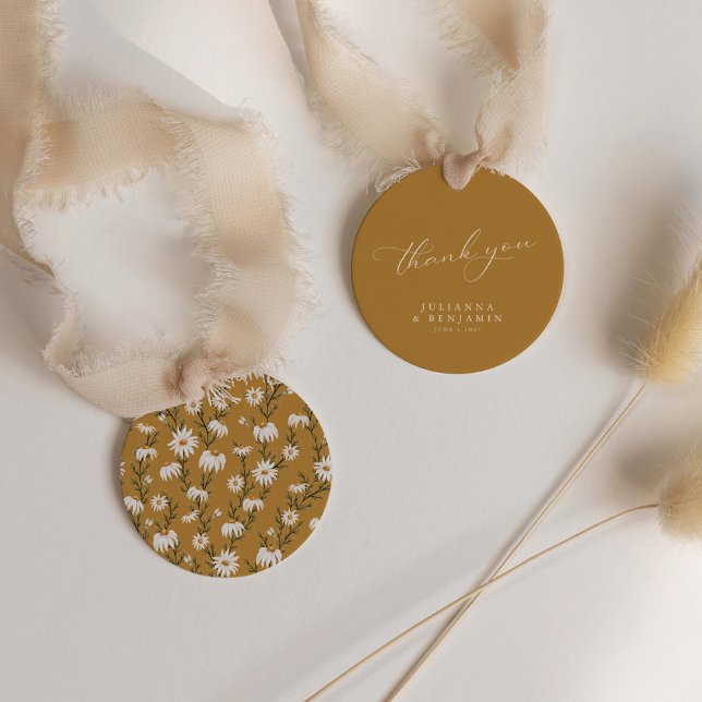 Boho Rustic Floral Yellow Wedding Custom Vielen Da Geschenkanhänger (Von Creator hochgeladen)