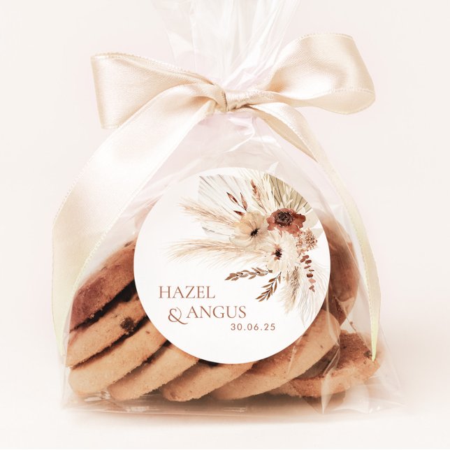 Boho Rustic Gastgeschenk Hochzeit Aufkleber (HAZEL Wedding Suite - Favor Stickers | Matching items available)