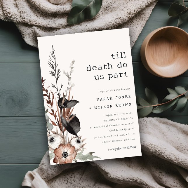 Boho Rustic Gothic Rust Black Botanical Wedding Einladung (Von Creator hochgeladen)