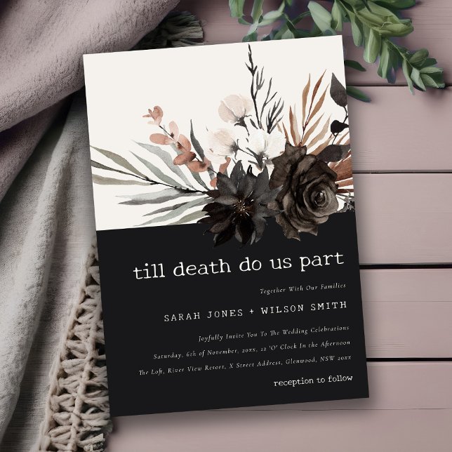 Boho Rustic Gothic Rust Black Botanical Wedding Einladung (Von Creator hochgeladen)