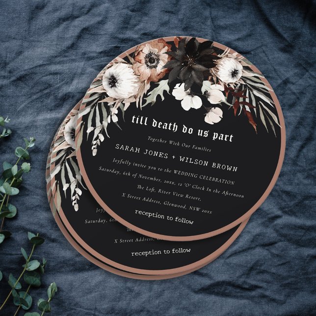 Boho Rustic Gothic Rust Black Botanical Wedding Einladung (Von Creator hochgeladen)