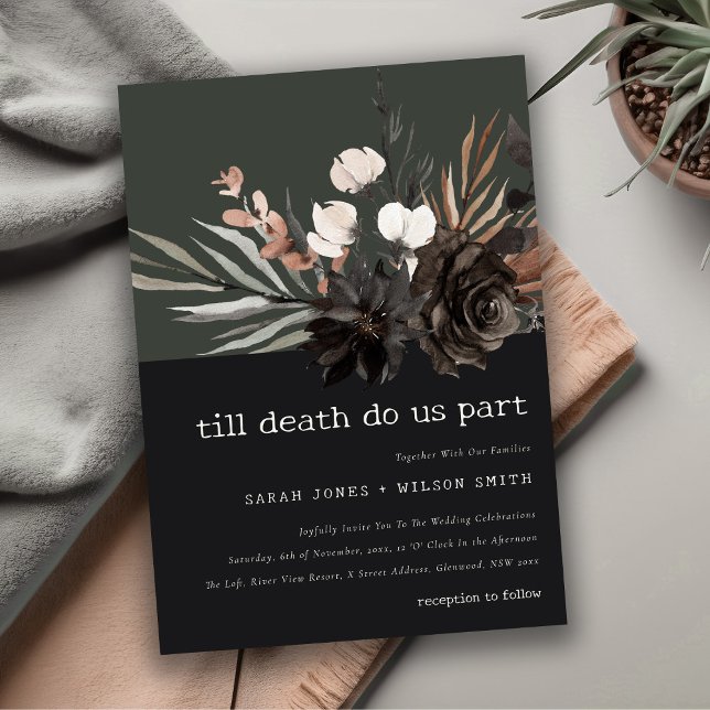 Boho Rustic Gothic Rust Black Botanical Wedding Einladung (Von Creator hochgeladen)