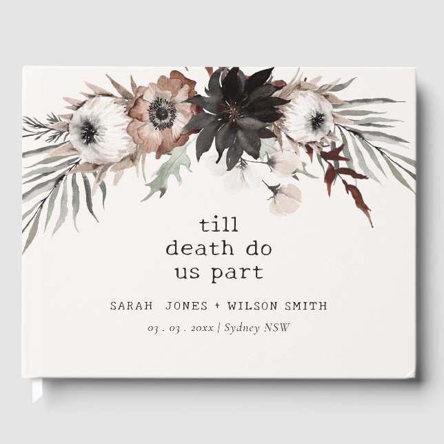 Boho Rustic Gothic Rust Black Botanical Wedding Gästebuch (Vorderseite)