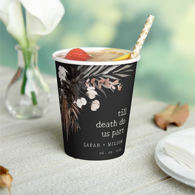 Boho Rustic Gothic Rust Black Botanical Wedding Pappbecher (In Situ)