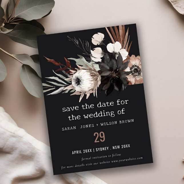 Boho Rustic Gothic Rust Black Botanical Wedding Save The Date (Von Creator hochgeladen)