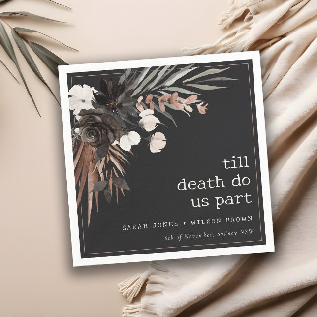 Boho Rustic Gothic Rust Black Botanical Wedding Serviette (Von Creator hochgeladen)