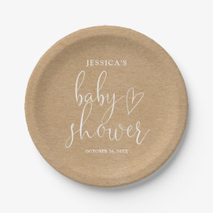 Boho Rustic Kraft Gender Neutral Baby Dusche Pappteller