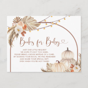 Boho Rustic Kürbis Herbst in Liebe Bücher für Baby Einladungspostkarte