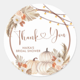 Boho Rustic Kürbis Herbstliebe Dankeschön Aufklebe Runder Aufkleber