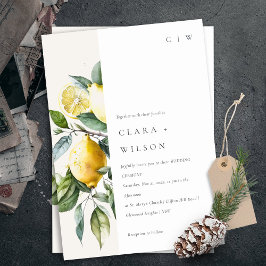 Boho Rustic Minimal Yellow Lemon Garden Wedding Einladung
