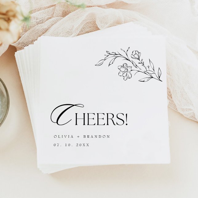 Boho Rustic Moderne Minimalistisch Cheers Wedding Serviette (Von Creator hochgeladen)