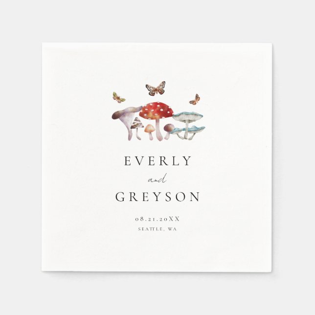 Boho & Rustic Mushroom Wedding Serviette (Vorderseite)
