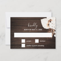 Boho Rustic Neutral Flowers Wedding RSVP Card