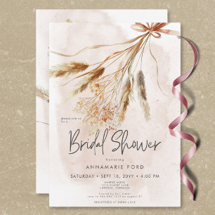 Boho Rustic Pampas & Dried Bouquet Brautparty Einladung