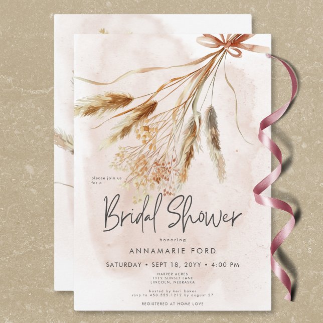 Boho Rustic Pampas & Dried Bouquet Brautparty Einladung (Boho Rustic Pampas & Dried Bouquet Bridal Shower Invitation)