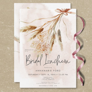 Boho Rustic Pampas & Dried Bouquet Bridal Luncheon Einladung