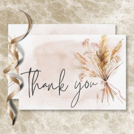 Boho Rustic Pampas & Dried Grass Bouquet Wedding Dankeskarte