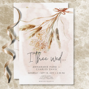 Boho Rustic Pampas & Dried Grass Bouquet Wedding Einladung