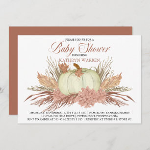 Boho Rustic Pampas Grass  Pumpkin Girl Babydusche Einladung