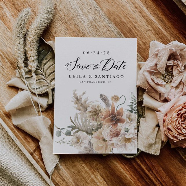Boho Rustic Pampas Grass Save the Date Einladung (Von Creator hochgeladen)