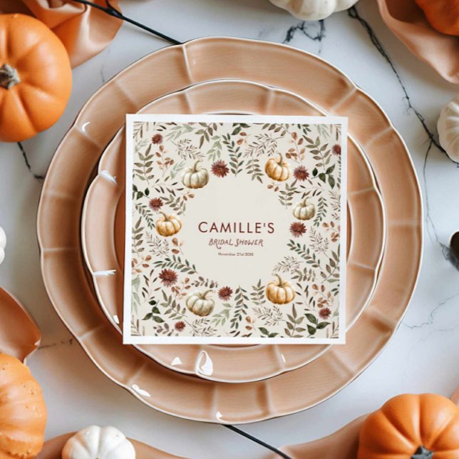Boho Rustic Pumpkin Autumn Brautparty Serviette (Rustic Pumpkin Bridal Shower Paper Napkins)