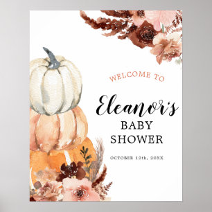 Boho Rustic Pumpkin Baby Dusche Begrüßungszeichen Poster