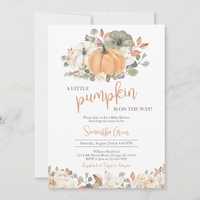 Boho Rustic Pumpkin Baby Shower Einladung (Vorderseite)