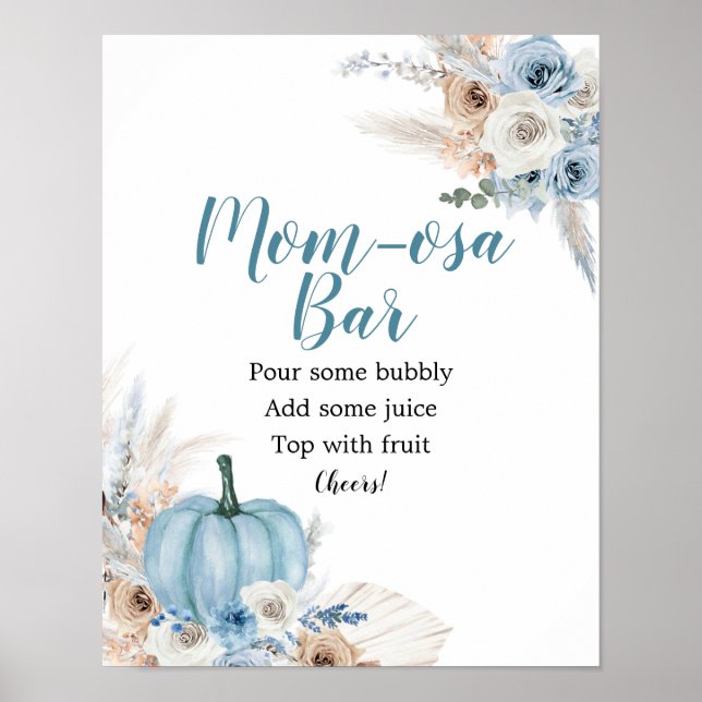 Boho Rustic Pumpkin Fall Baby Dusche Mimosa Bar Poster (Vorne)