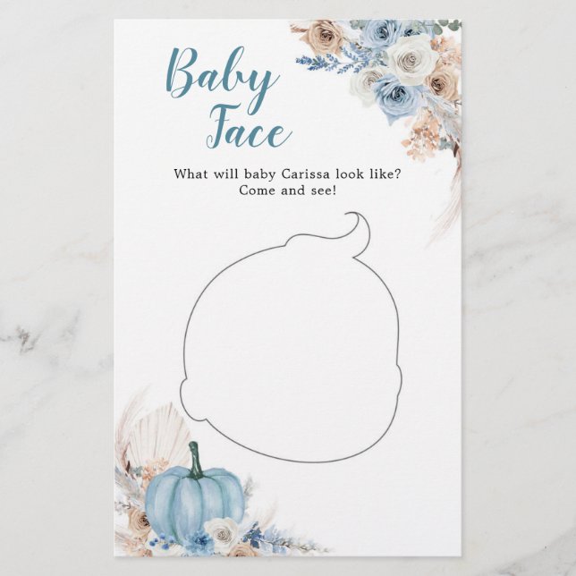 Boho Rustic Pumpkin Fall Baby Shower Baby Face (Vorderseite)