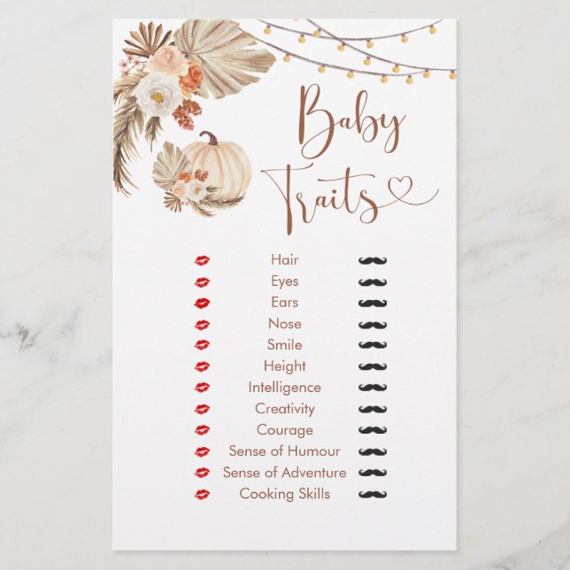 Boho Rustic Pumpkin Fall in Liebe Baby Tracks Spie (Vorderseite)