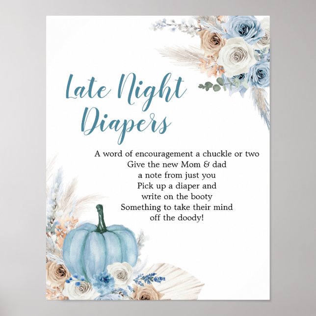 Boho Rustic Pumpkin Fall Late Night Diaper Poster (Vorne)
